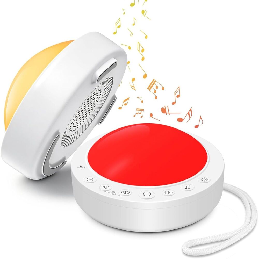 Portable Red & Amber Night Light + White Noise Machine 16 Sounds